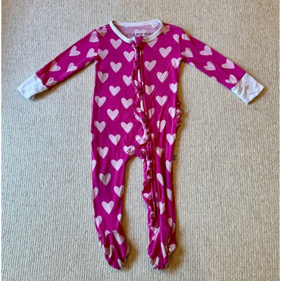 Little Bum Bums Bamboo Bums & Roses Zippy Bamboo Pink Hearts Size 9-12 Month - Picture 1 of 4